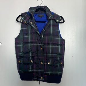 J crew blue plaid puffer vest
